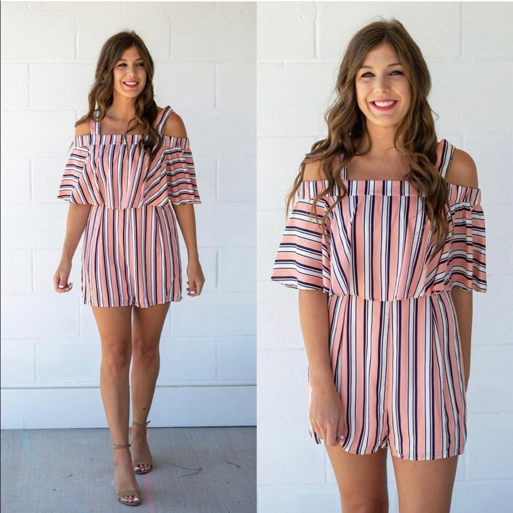 Orange Striped Romper - NWT